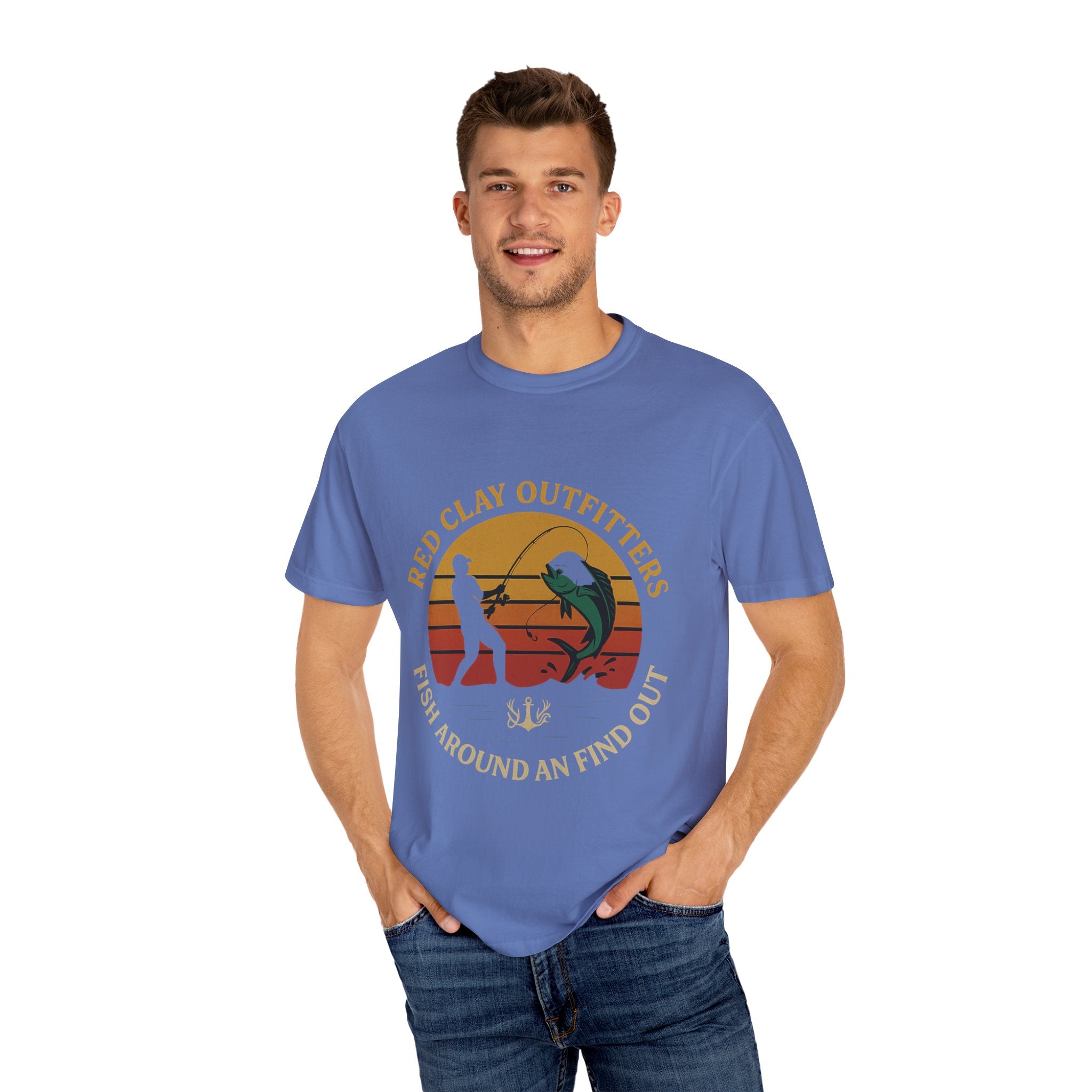 Garment-Dyed Fishing T-Shirt - Vintage Style, Perfect for Outdoor Enthusiasts, Gift for Fishermen, Summer Adventures, Casual Wear
