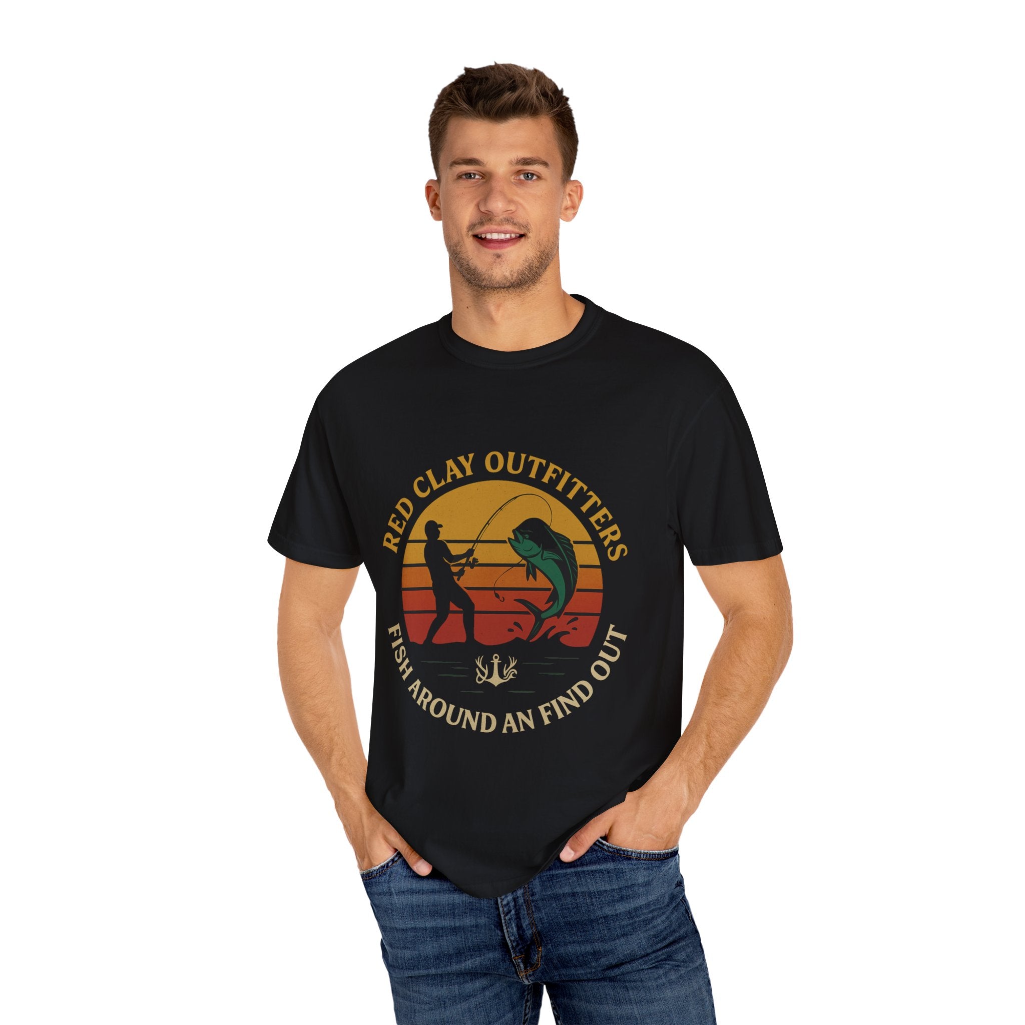 Garment-Dyed Fishing T-Shirt - Vintage Style, Perfect for Outdoor Enthusiasts, Gift for Fishermen, Summer Adventures, Casual Wear