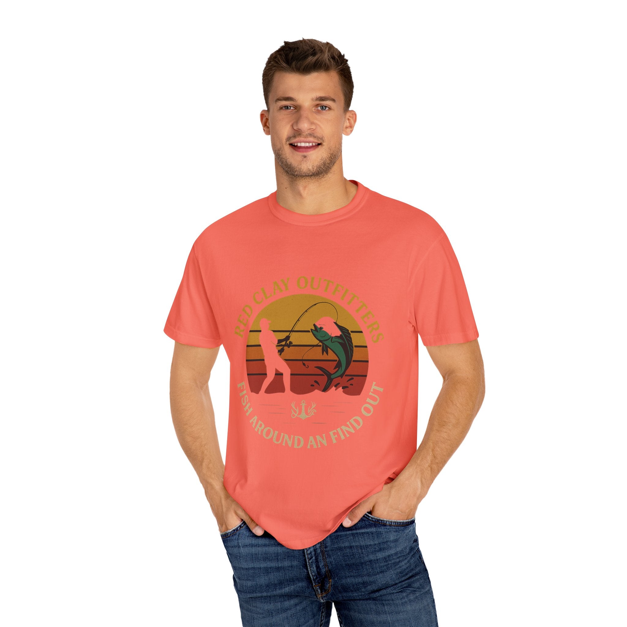 Garment-Dyed Fishing T-Shirt - Vintage Style, Perfect for Outdoor Enthusiasts, Gift for Fishermen, Summer Adventures, Casual Wear