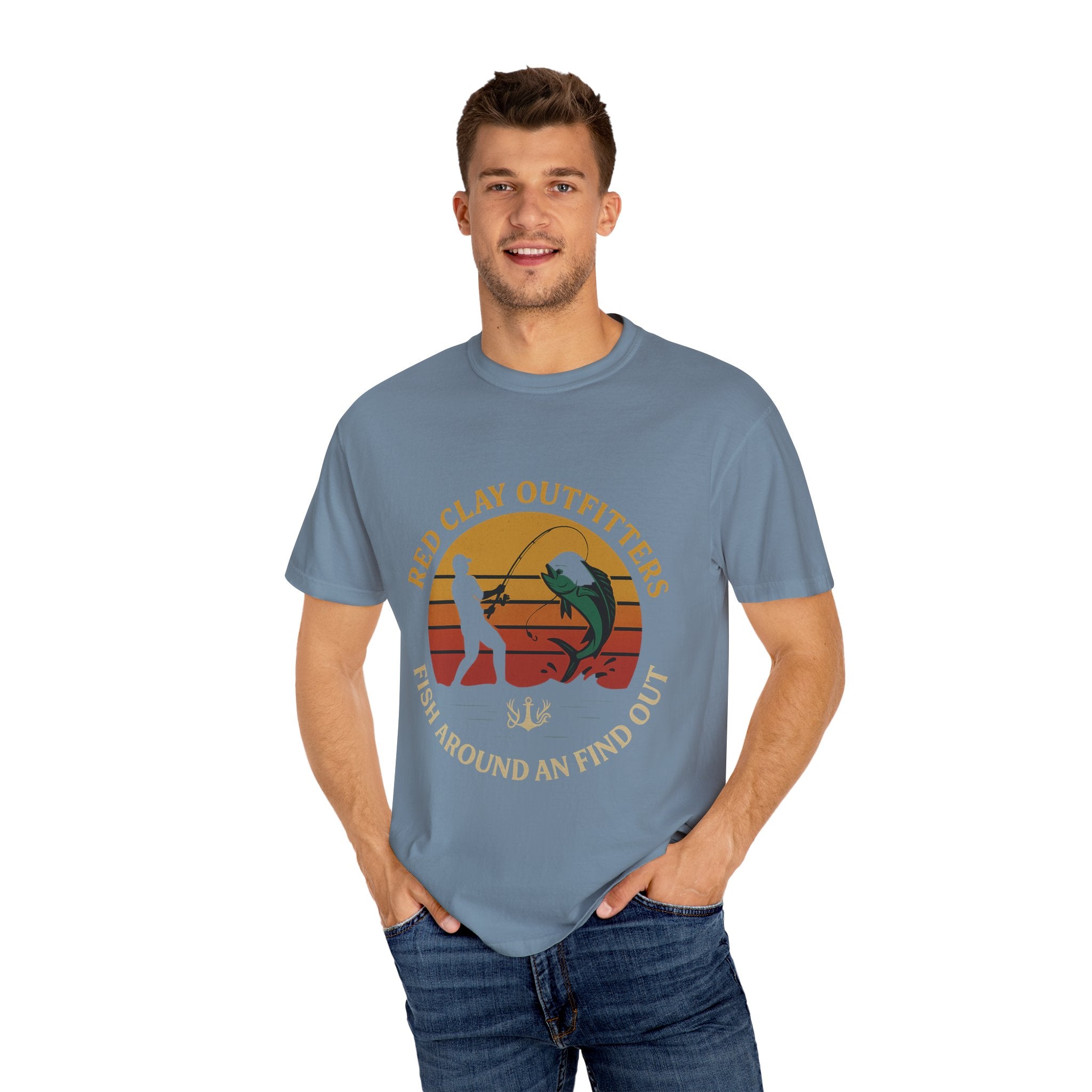 Garment-Dyed Fishing T-Shirt - Vintage Style, Perfect for Outdoor Enthusiasts, Gift for Fishermen, Summer Adventures, Casual Wear