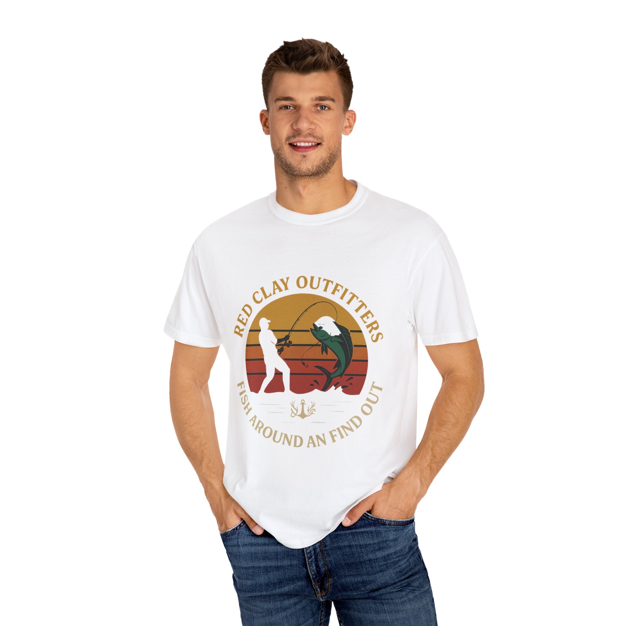 Garment-Dyed Fishing T-Shirt - Vintage Style, Perfect for Outdoor Enthusiasts, Gift for Fishermen, Summer Adventures, Casual Wear