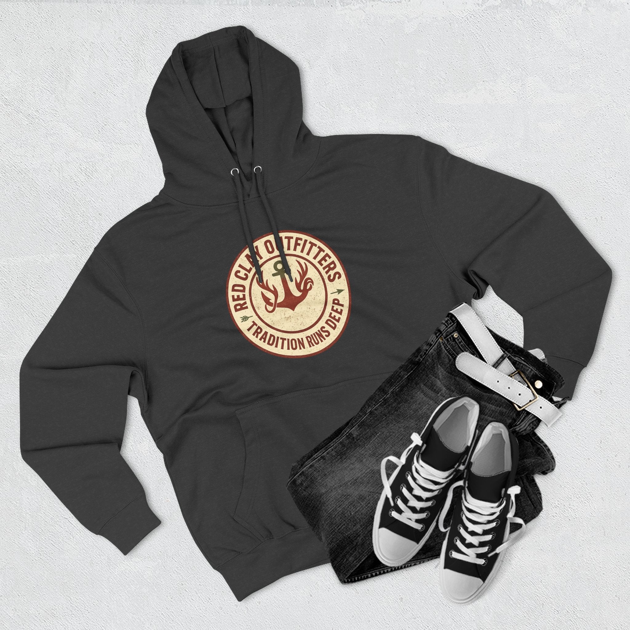 Anchor Patch Hoodie — Red Claw Outfitters "Tradition Runs Deep" Fleece Hoodie