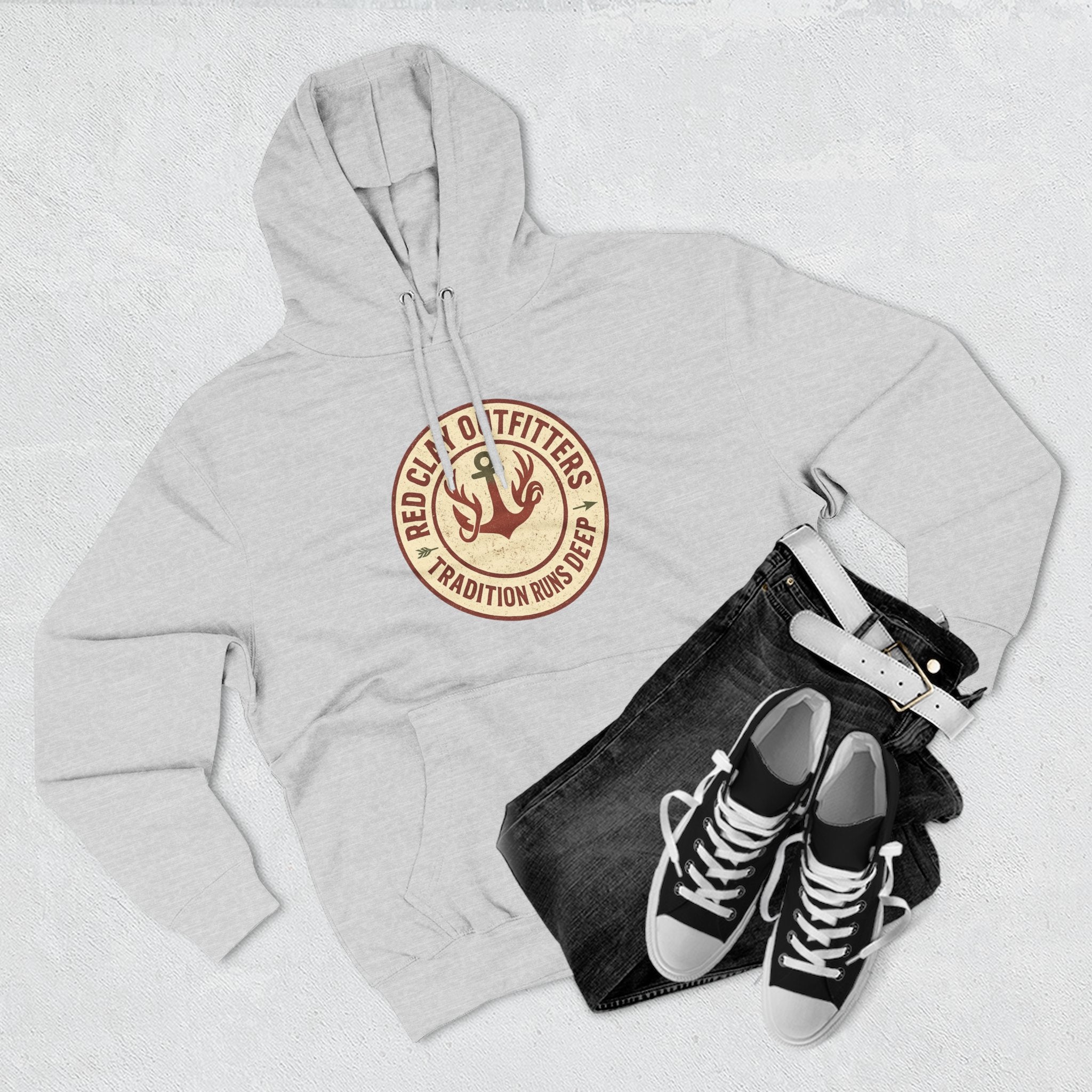 Anchor Patch Hoodie — Red Claw Outfitters "Tradition Runs Deep" Fleece Hoodie