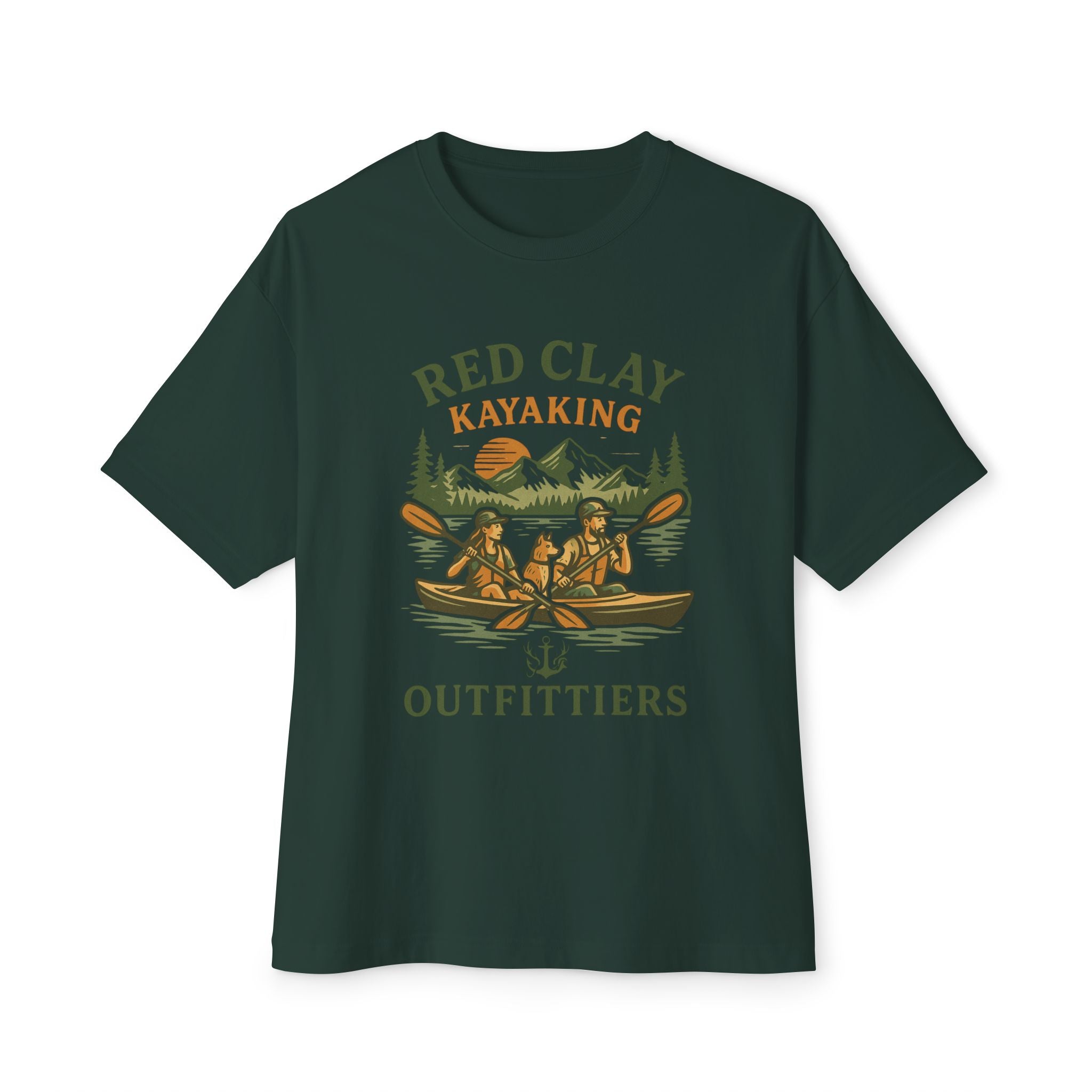 Red Clay Kayaking Unisex Oversized Boxy Tee, Relaxed Fit Graphic T-Shirt, Outdoor Adventure Clothing, Summer Casual Wear, Gift for Kayakers