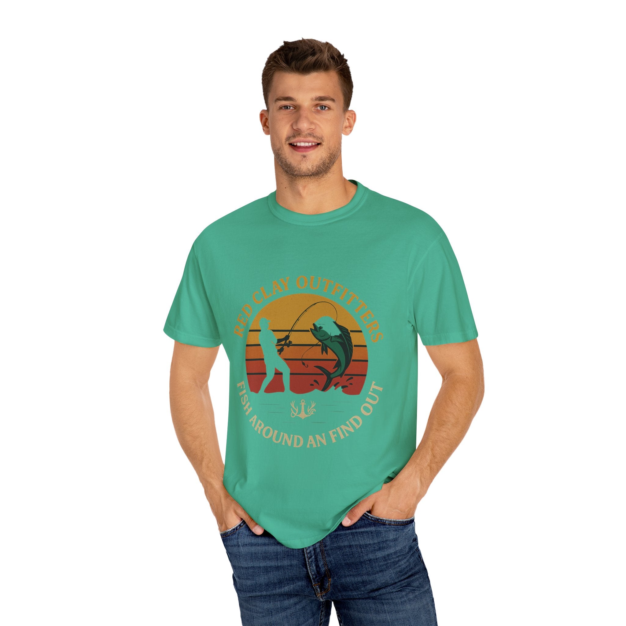 Garment-Dyed Fishing T-Shirt - Vintage Style, Perfect for Outdoor Enthusiasts, Gift for Fishermen, Summer Adventures, Casual Wear